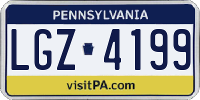 PA license plate LGZ4199