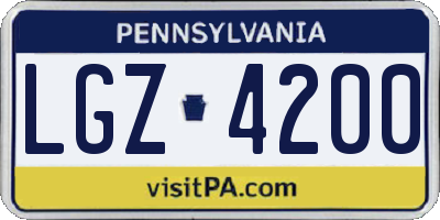 PA license plate LGZ4200