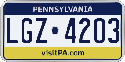 PA license plate LGZ4203
