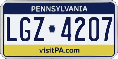 PA license plate LGZ4207