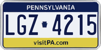 PA license plate LGZ4215
