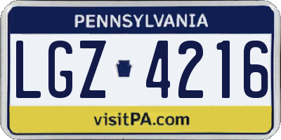PA license plate LGZ4216