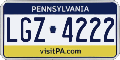 PA license plate LGZ4222