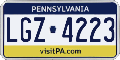 PA license plate LGZ4223