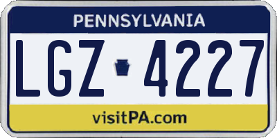PA license plate LGZ4227