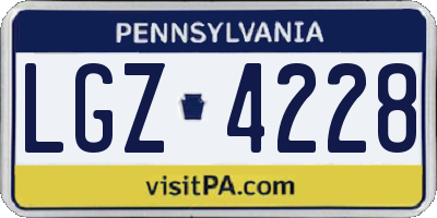 PA license plate LGZ4228