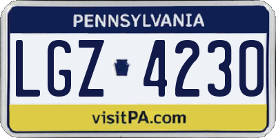 PA license plate LGZ4230