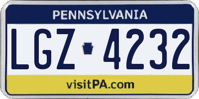 PA license plate LGZ4232