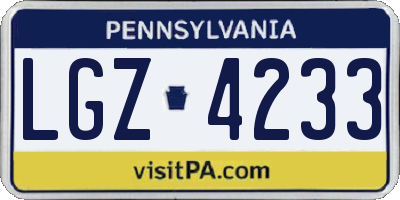 PA license plate LGZ4233