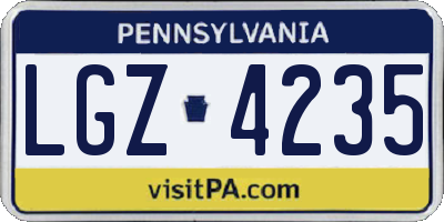 PA license plate LGZ4235