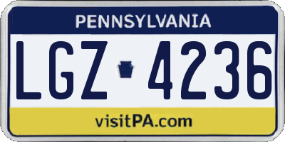 PA license plate LGZ4236