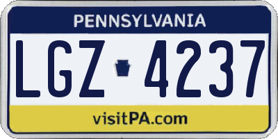 PA license plate LGZ4237