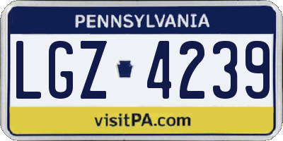 PA license plate LGZ4239