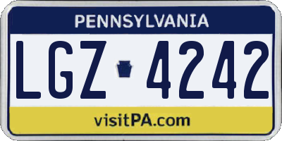 PA license plate LGZ4242