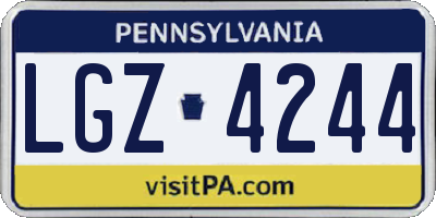PA license plate LGZ4244