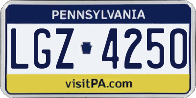 PA license plate LGZ4250