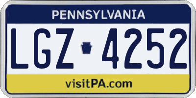 PA license plate LGZ4252