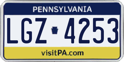 PA license plate LGZ4253