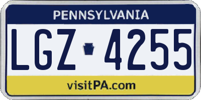 PA license plate LGZ4255