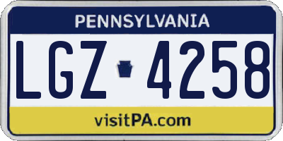 PA license plate LGZ4258