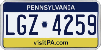 PA license plate LGZ4259