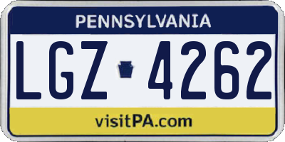 PA license plate LGZ4262