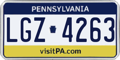 PA license plate LGZ4263