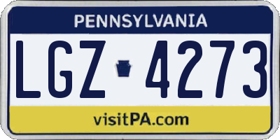 PA license plate LGZ4273
