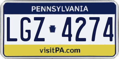 PA license plate LGZ4274