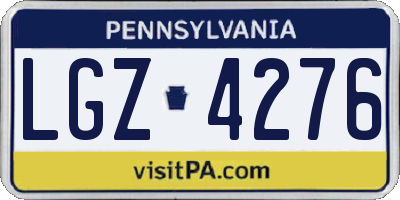 PA license plate LGZ4276