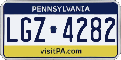 PA license plate LGZ4282