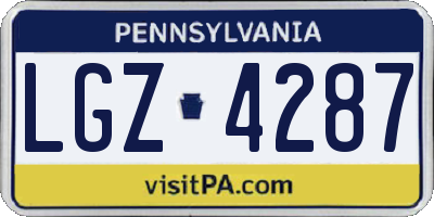 PA license plate LGZ4287