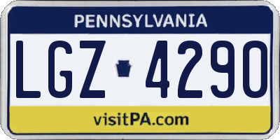 PA license plate LGZ4290