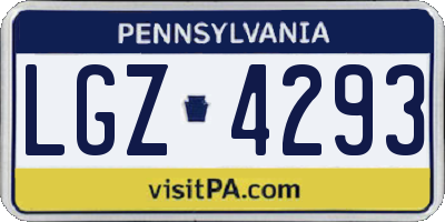 PA license plate LGZ4293
