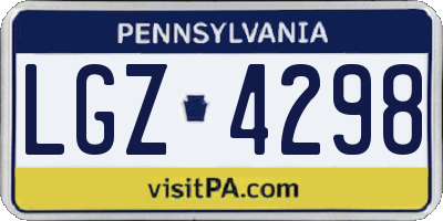 PA license plate LGZ4298
