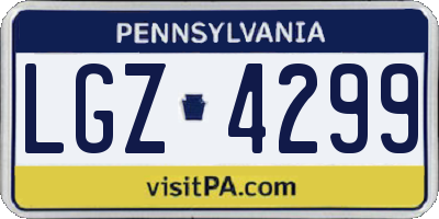 PA license plate LGZ4299