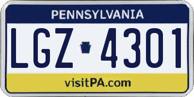 PA license plate LGZ4301
