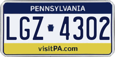 PA license plate LGZ4302