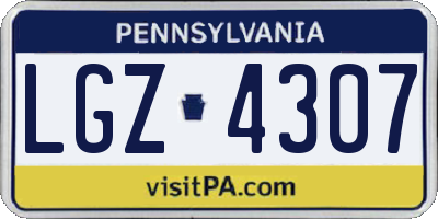 PA license plate LGZ4307