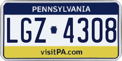 PA license plate LGZ4308