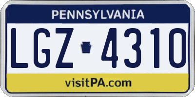 PA license plate LGZ4310