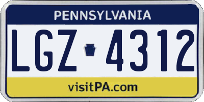 PA license plate LGZ4312