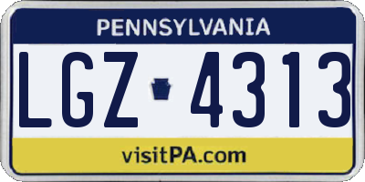 PA license plate LGZ4313