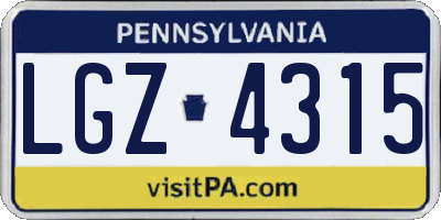 PA license plate LGZ4315