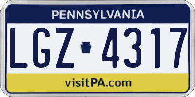 PA license plate LGZ4317