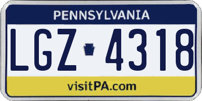 PA license plate LGZ4318