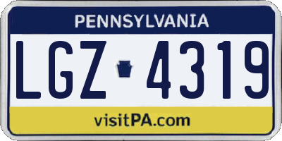 PA license plate LGZ4319