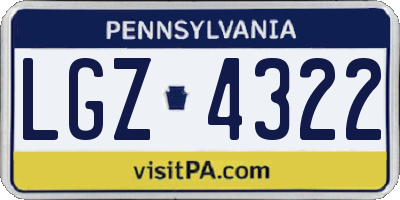 PA license plate LGZ4322
