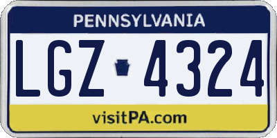PA license plate LGZ4324