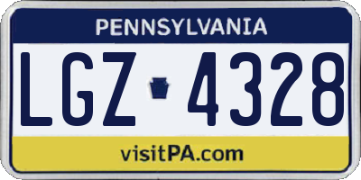 PA license plate LGZ4328